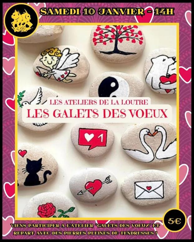 Atelier manuel créatif galets des voeux au chat chouette