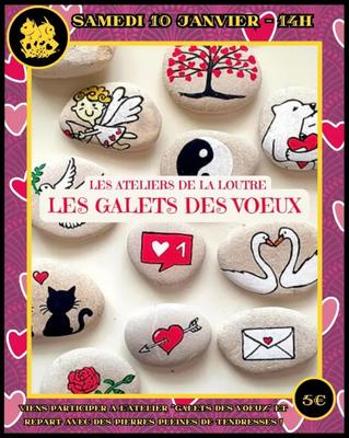 Atelier manuel créatif galets des voeux au chat chouette