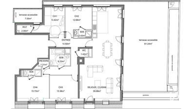 Appartement - 145 m² - 5 pièces