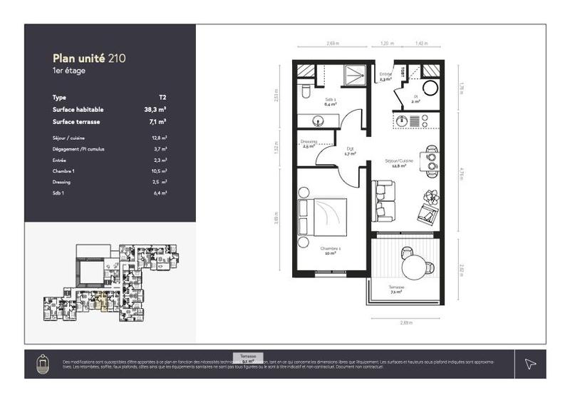 Appartement - 38 m² - 2 pièces