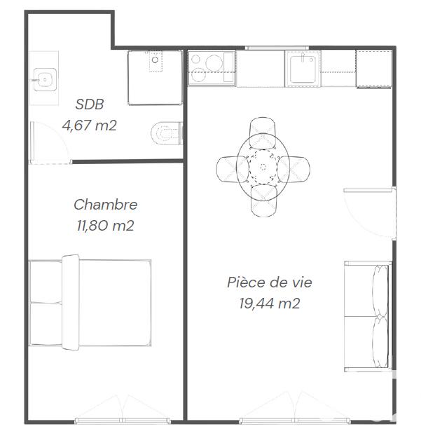 Appartement - 36 m² - 2 pièces