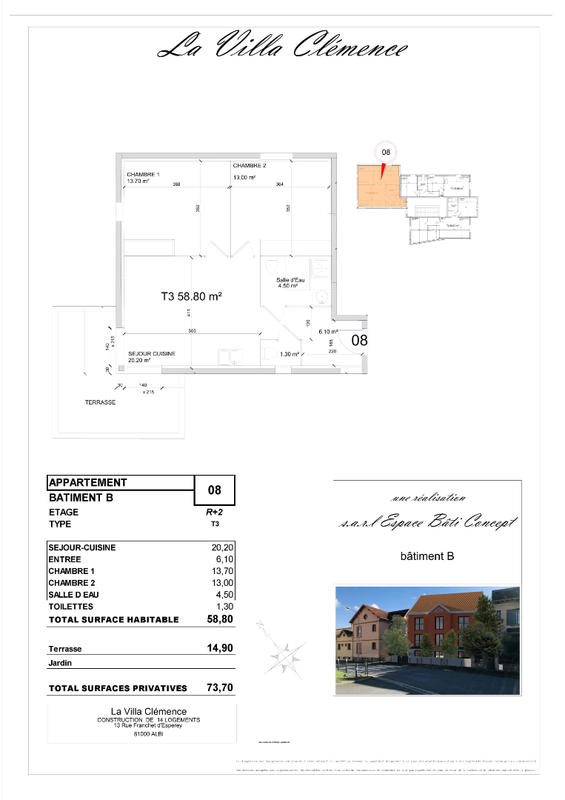 Appartement - 59 m² - 3 pièces