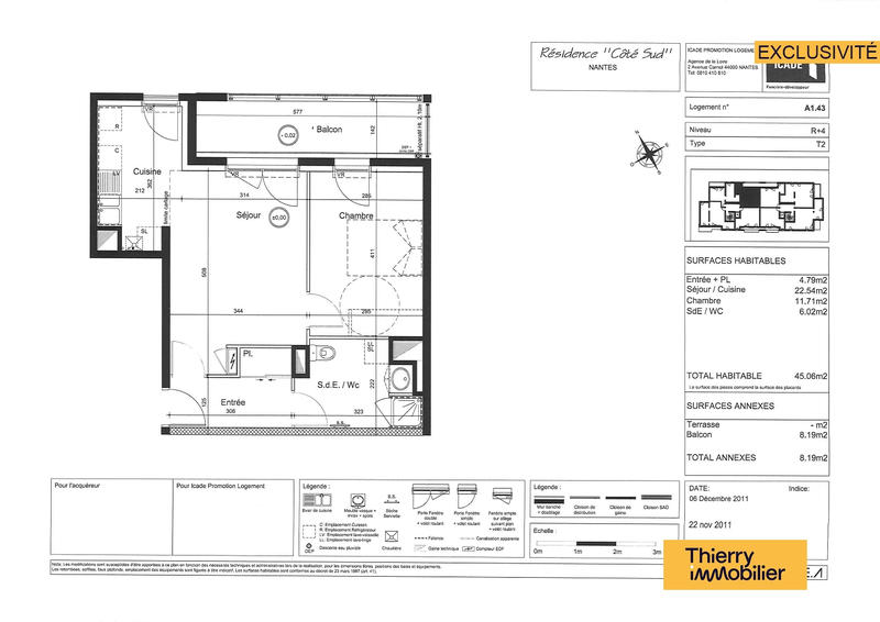 Appartement - 45 m² - 2 pièces