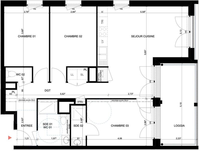 Appartement - 79 m² - 4 pièces