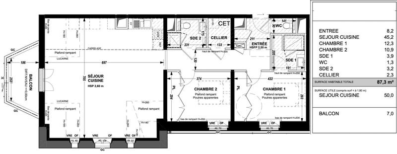 Appartement - 87 m² - 3 pièces