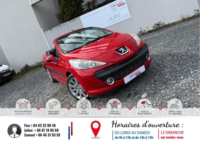 Peugeot 207 Cc 1.6 Vti 120Cv Red Color *107.000km*Véhicule sous Garantie 6 Mois*Kit de Distribution Ok*Dernier entretien et Ct Ok*Climatisation Bi-Zone*Autoradio*Vitres électriques*Abs*Esp