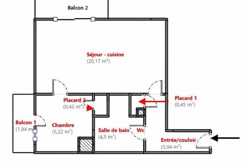 Appartement - 36 m² - 2 pièces