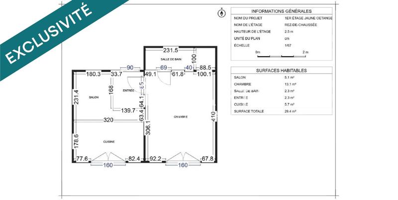 Appartement - 29 m² - 2 pièces