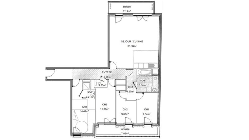 Appartement - 110 m² - 5 pièces