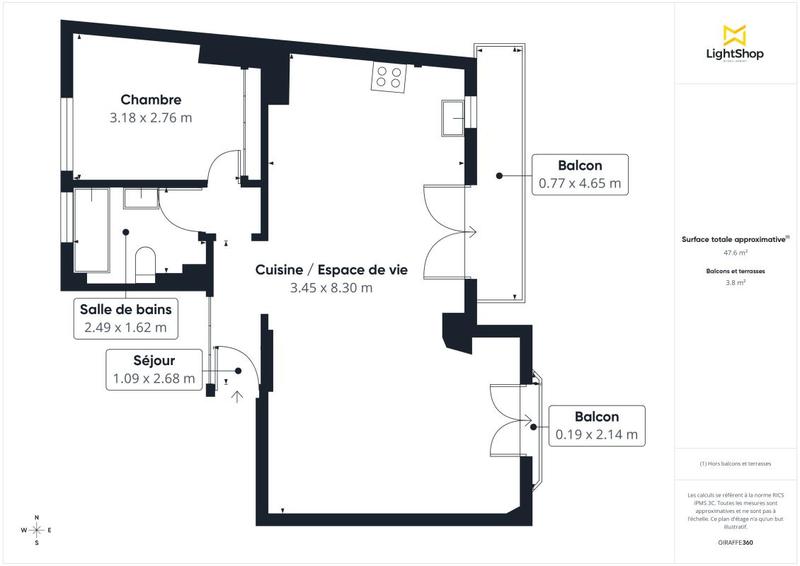 Appartement - 49 m² - 3 pièces