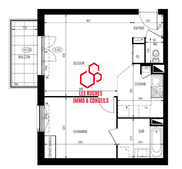 Appartement - 47 m² - 2 pièces