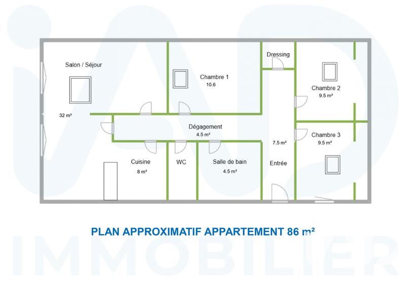Appartement - 86 m² - 4 pièces