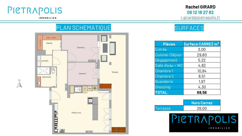 Appartement - 69 m² - 3 pièces