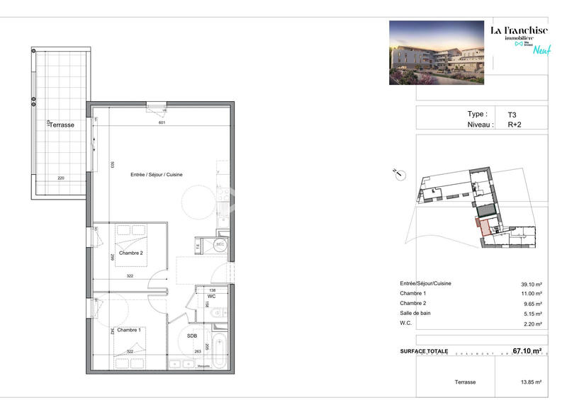 Appartement - 67 m² - 3 pièces