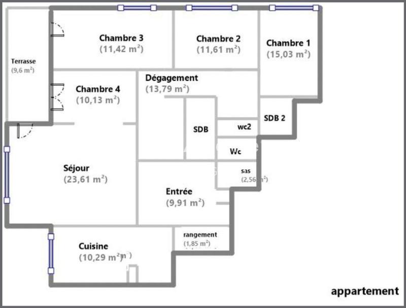 Appartement - 120 m² - 5 pièces