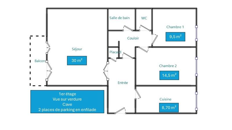 Appartement - 80 m² - 4 pièces