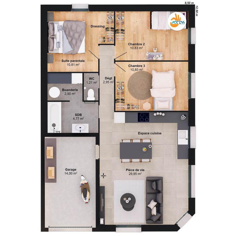 Maison - 74 m² - 5 pièces