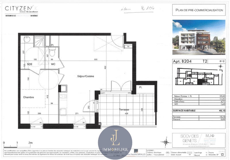 Appartement - 48 m² - 2 pièces