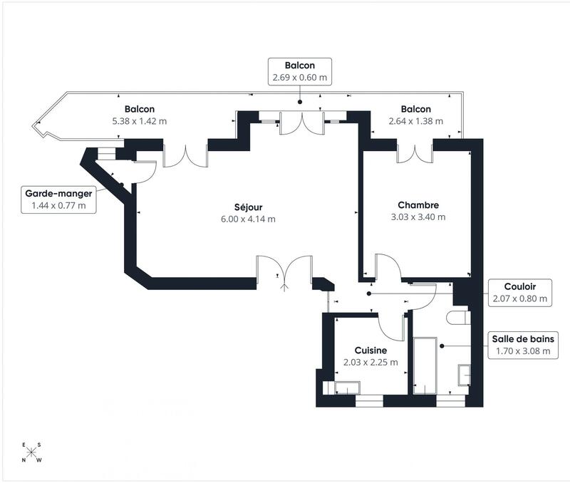 Appartement - 45 m² - 2 pièces