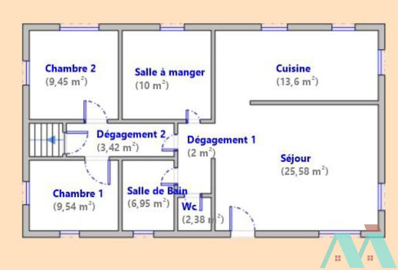 Maison - 107 m² - 5 pièces