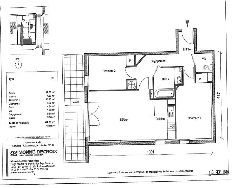 Appartement - 61 m² - 3 pièces