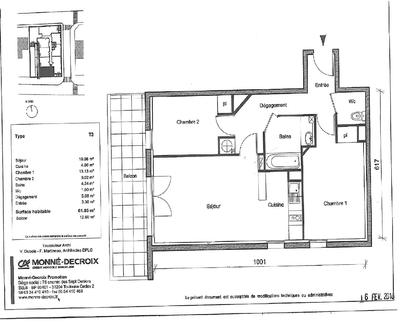 Appartement - 61 m² - 3 pièces