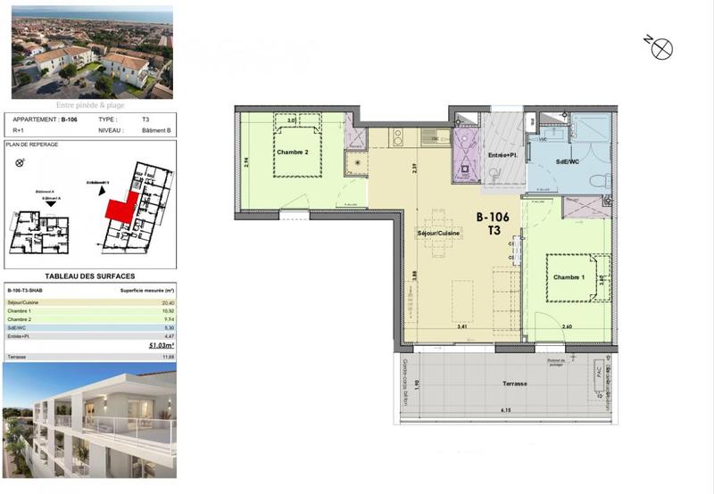 Appartement - 51 m² - 3 pièces