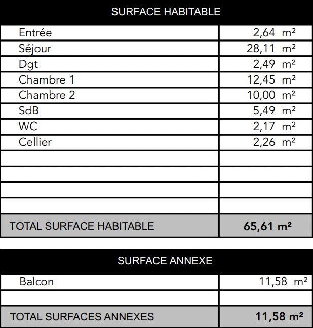 Appartement - 66 m² - 3 pièces