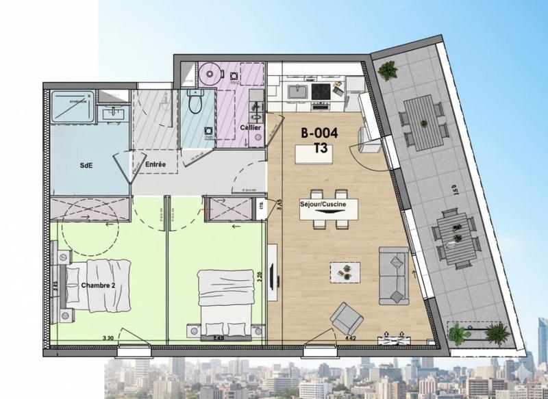 Appartement - 63 m² - 3 pièces