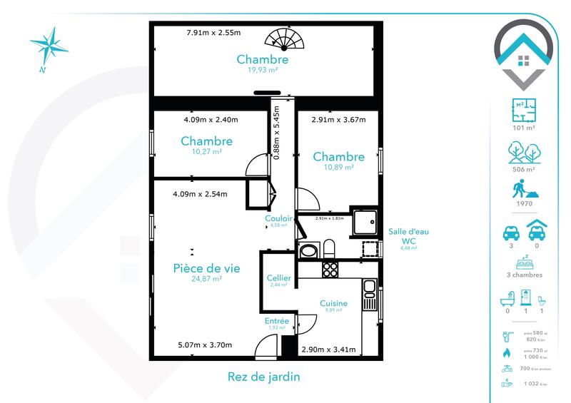 Maison - 101 m² - 5 pièces