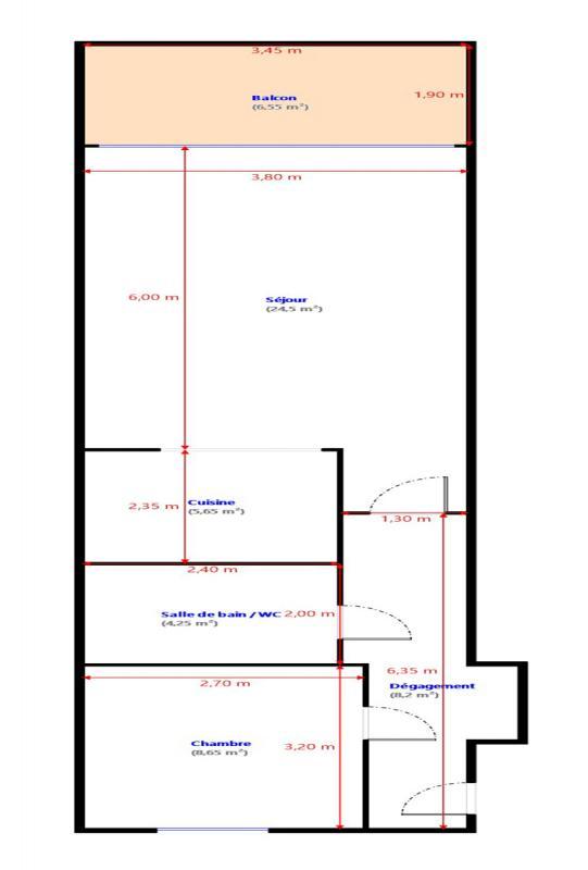 Appartement - 51 m² - 2 pièces