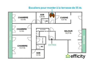 Appartement - 110 m² - 4 pièces