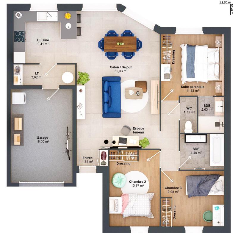 Maison - 90 m² - 5 pièces