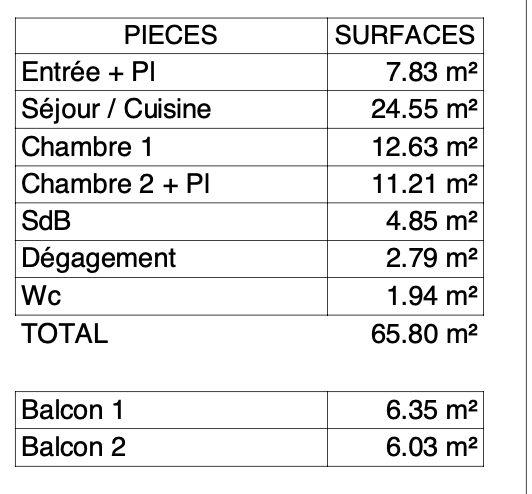 Appartement - 66 m² - 3 pièces