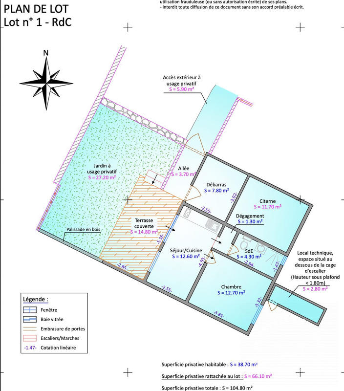 Appartement - 48 m² - 2 pièces