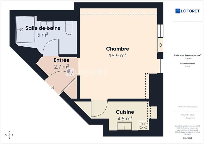 Studio - 25 m² - 1 pièce