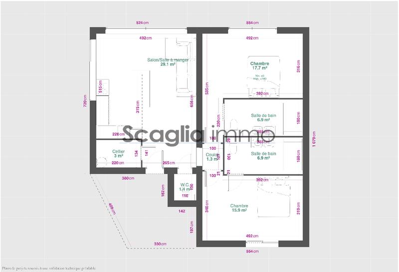 Appartement - 82 m² - 3 pièces