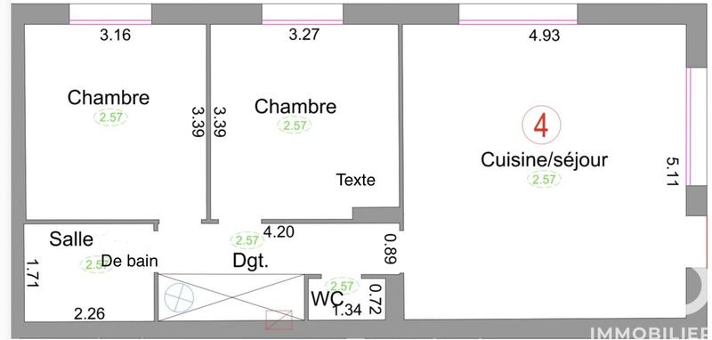 Appartement - 57 m² - 3 pièces