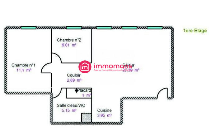 Appartement - 60 m² - 3 pièces