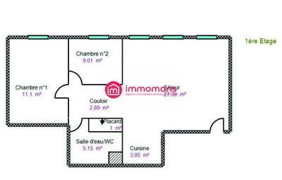 Appartement - 60 m² - 3 pièces