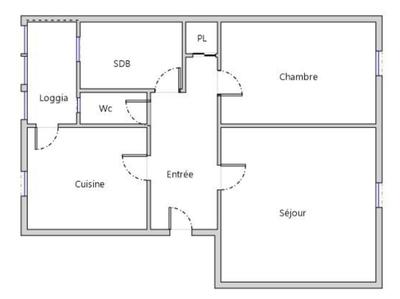 Appartement - 51 m² - 2 pièces