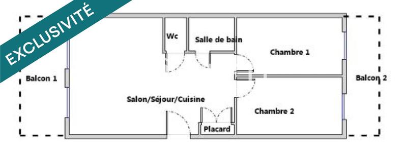 Appartement - 60 m² - 3 pièces