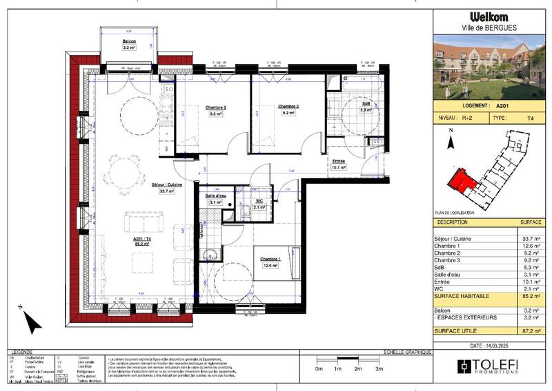 Appartement - 85 m² - 4 pièces