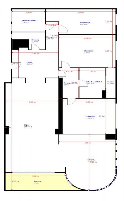 Appartement - 125 m² - 4 pièces
