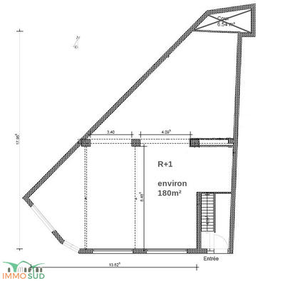 Appartement - 180 m² - 1 pièce