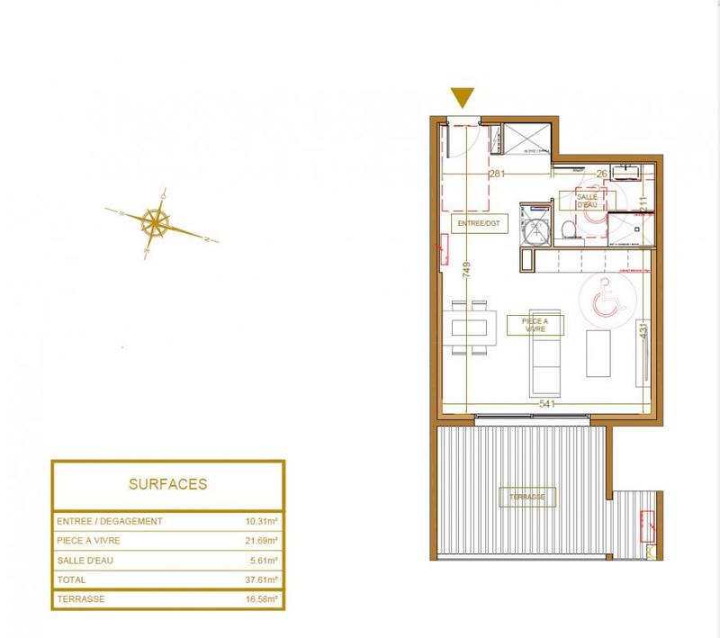 Appartement - 37 m² - 1 pièce