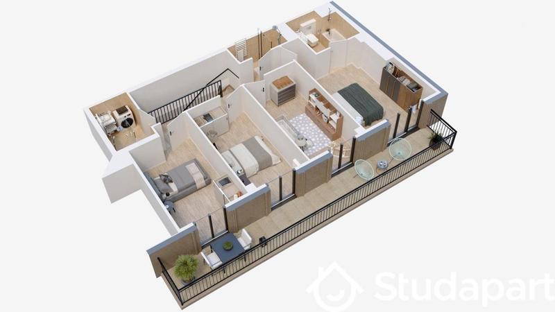 Chambre - 11 m² - 1 pièce