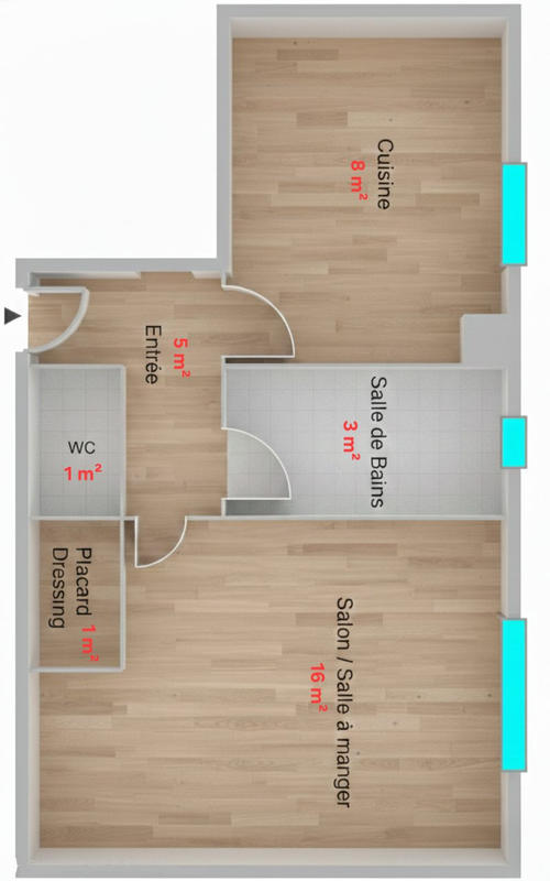 Appartement - 34 m² - 2 pièces