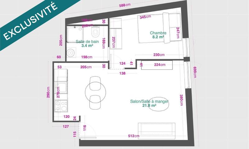 Appartement - 35 m² - 2 pièces