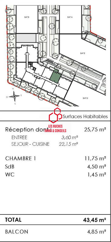 Appartement - 44 m² - 2 pièces